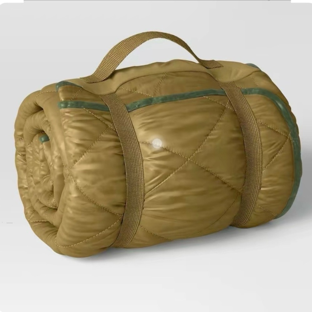 Outdoor  Quilted Portable Plaid Fleece Travel ⛺️ blanket /outdoor indoor - green